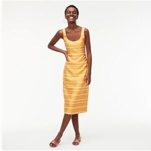 J. Crew Jacquard Stripe Magnolia Peach Midi Dress 8